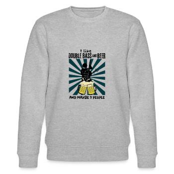 Double Bass Player Gifts - Stanley/Stella CHANGER Unisex Organic Sweatshirt - heather grey - Front - Nik (191cm) & Marisol (170cm)