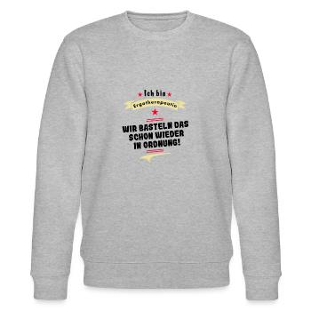 ergotherapeutin wir basteln das in ordnung - Stanley/Stella Unisex Bio-Sweatshirt CHANGER  - Grau meliert - Vorne - Nik (191cm) & Marisol (170cm)