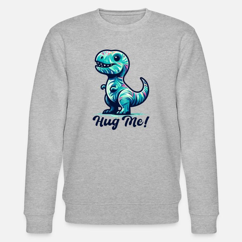 T-Rex Hug Me Hug Gift - Stanley/Stella CHANGER Unisex Organic Sweatshirt - heather grey