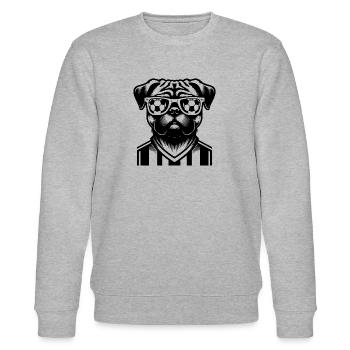 Mops Hund Fußball Spieler Ball Champion Fan - Stanley/Stella Unisex Bio-Sweatshirt CHANGER  - Grau meliert - Vorne - Nik (191cm) & Marisol (170cm)