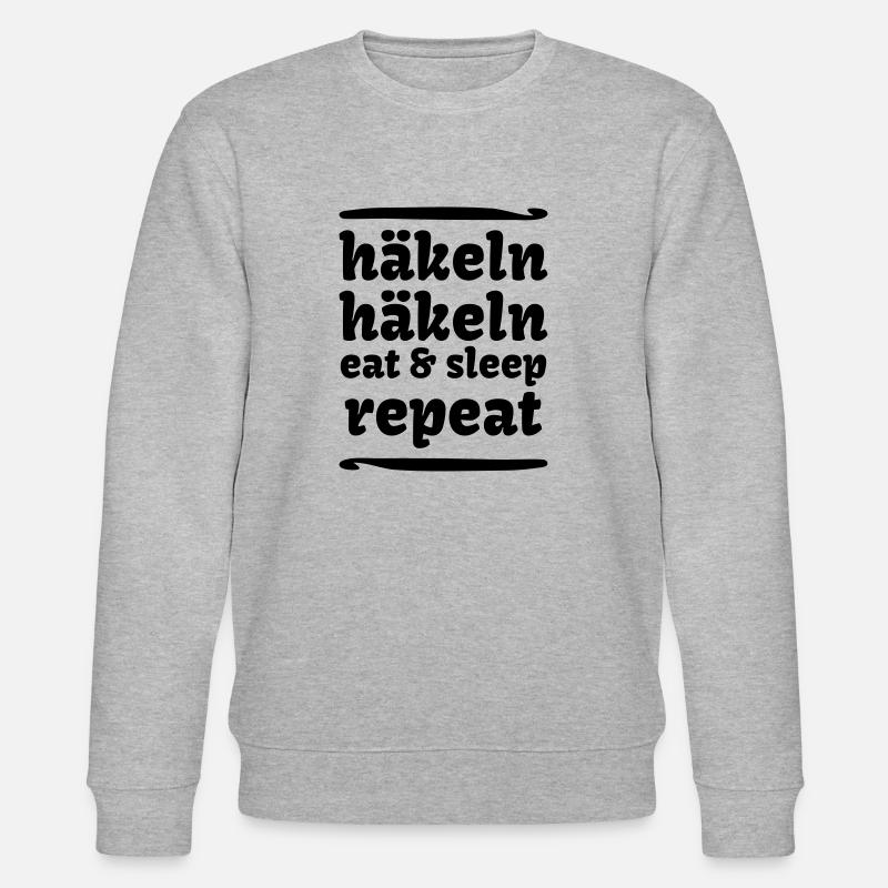 häkeln eat sleep repeat - Stanley/Stella Unisex Bio-Sweatshirt CHANGER  - Grau meliert