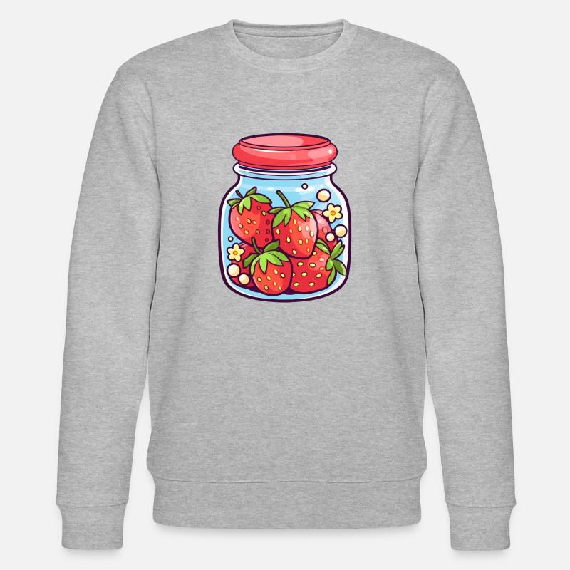 Geschlossenes Glas mit Erdbeeren - Stanley/Stella Unisex Bio-Sweatshirt CHANGER  - Grau meliert