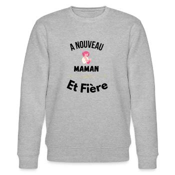 A Nouveau maman et Fière - Sweat bio CHANGER Stanley/Stella Unisexe - gris chiné - Devant - Nik (191cm) & Marisol (170cm)