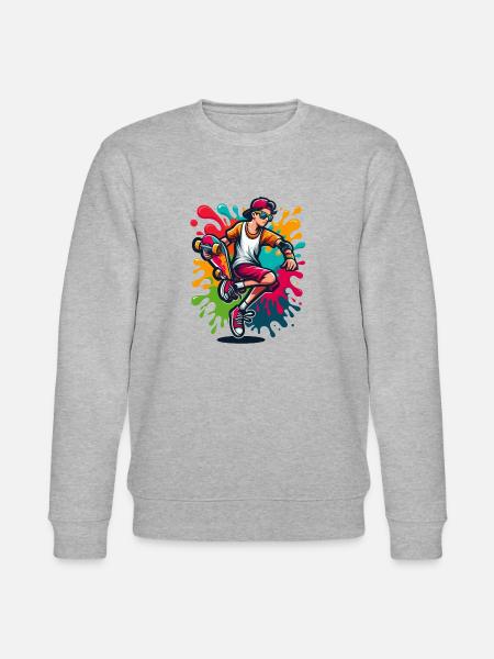Skateboard mit Farbklecksen - Stanley/Stella Unisex Bio-Sweatshirt CHANGER - Grau meliert
