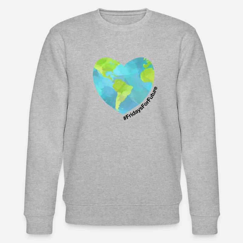 Fridays For Future Erde Herz - Stanley/Stella Unisex Bio-Sweatshirt CHANGER  - Grau meliert