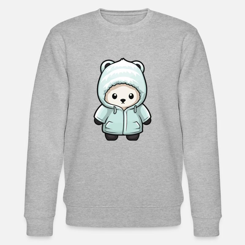 Eisbär Winter Polar Bär Comic - Stanley/Stella Unisex Bio-Sweatshirt CHANGER  - Grau meliert