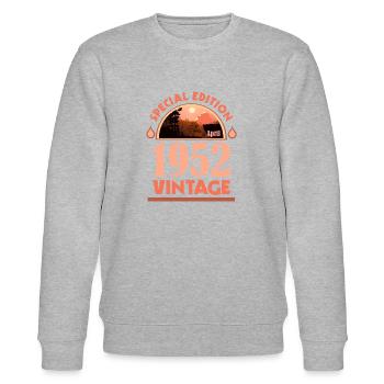 April 1952 Birthday, Gift, Special Edition - Stanley/Stella CHANGER Unisex Organic Sweatshirt - heather grey - Front - Nik (191cm) & Marisol (170cm)