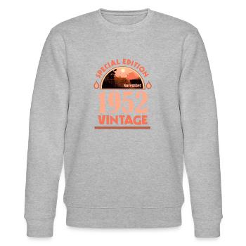 November 1952 Birthday Gift, Special Edition - Stanley/Stella CHANGER Unisex Organic Sweatshirt - heather grey - Front - Nik (191cm) & Marisol (170cm)