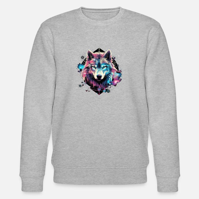 Kosmischer Wolfenkreis - Stanley/Stella Unisex Bio-Sweatshirt CHANGER  - Grau meliert