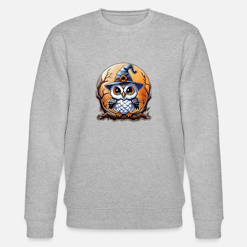 Eulenzauberer Zauberer, Eule und Hut - Stanley/Stella Unisex Bio-Sweatshirt CHANGER  - Grau meliert