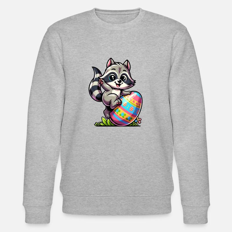 Ostern Waschbär Osterei - Stanley/Stella Unisex Bio-Sweatshirt CHANGER  - Grau meliert