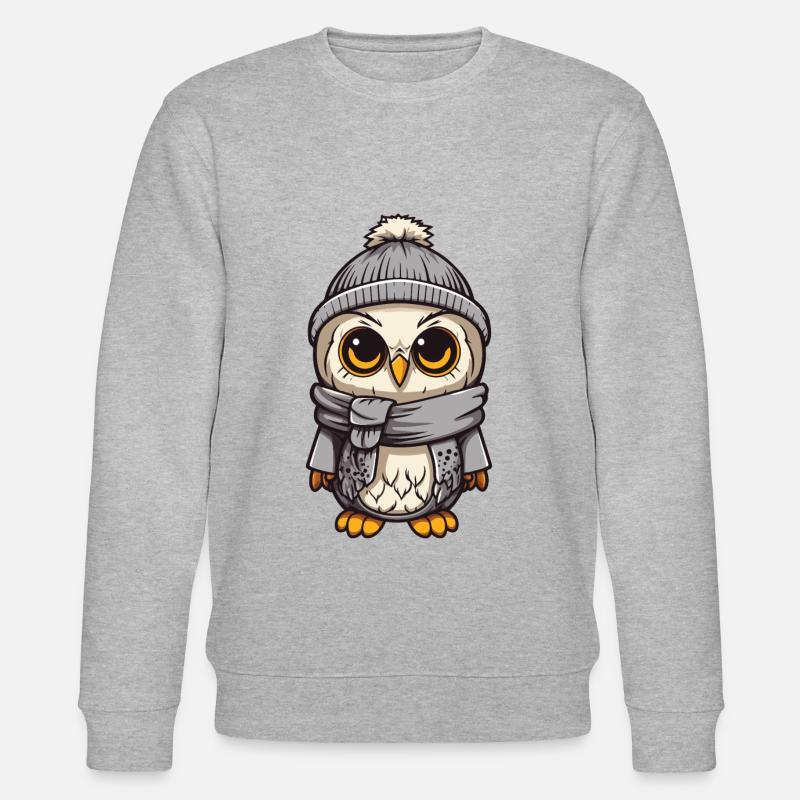 Eule Winter Cozy Comic Mütze - Stanley/Stella Unisex Bio-Sweatshirt CHANGER  - Grau meliert