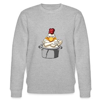 Chicken - Stanley/Stella CHANGER Unisex Organic Sweatshirt - heather grey - Front - Nik (191cm) & Marisol (170cm)