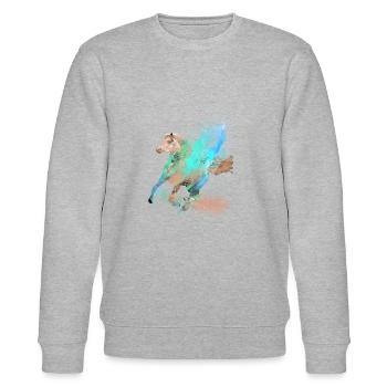 flying horse,horse with wings,horse,graffiti - Stanley/Stella CHANGER Unisex Organic Sweatshirt - heather grey - Front - Nik (191cm) & Marisol (170cm)
