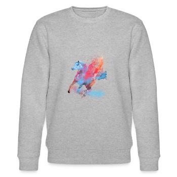flying horse,horse with wings,horse,graffiti - Stanley/Stella CHANGER Unisex Organic Sweatshirt - heather grey - Front - Nik (191cm) & Marisol (170cm)