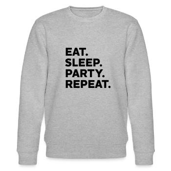 EAT SLEEP PARTY REPEAT Partymonster Geschenk Feier - Stanley/Stella Unisex Bio-Sweatshirt CHANGER  - Grau meliert - Vorne - Nik (191cm) & Marisol (170cm)