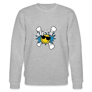SmileyWorld Kaboom! Cool Smiley With Sunglasses - Stanley/Stella CHANGER Unisex Organic Sweatshirt - heather grey - Front - Nik (191cm) & Marisol (170cm)