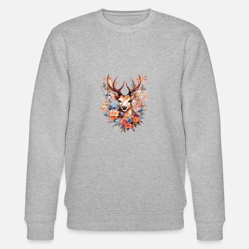 Ersatz Dirndl Hirschgeweih Hirsch - Stanley/Stella Unisex Bio-Sweatshirt CHANGER  - Grau meliert