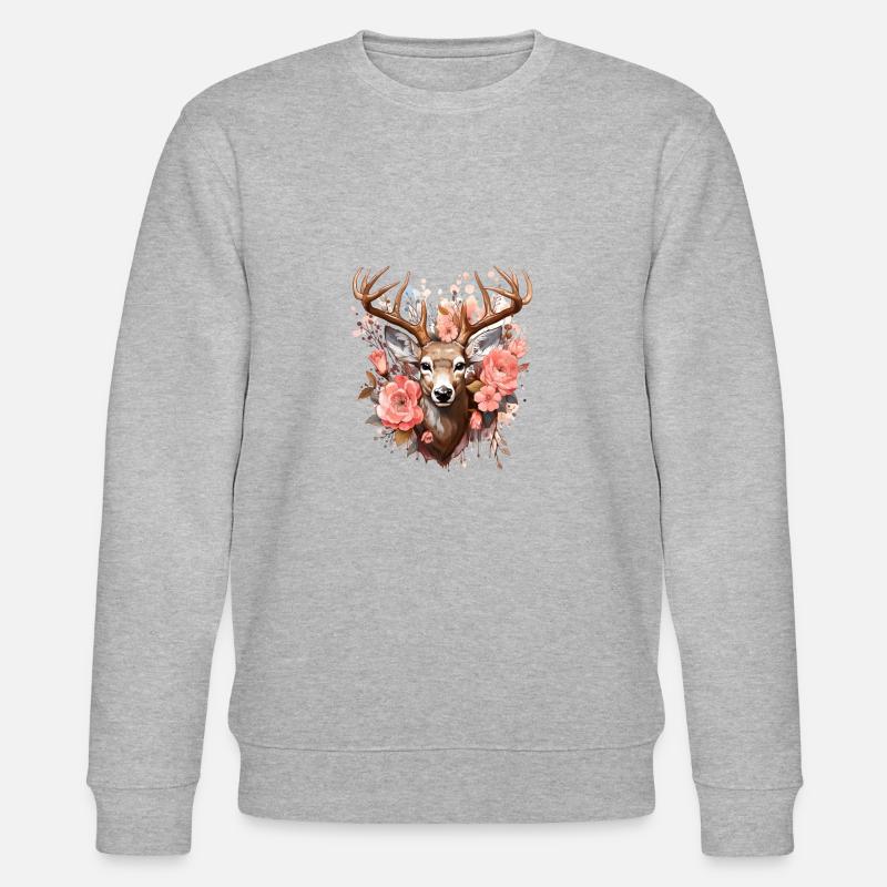 Ersatz Dirndl Hirschgeweih Hirsch - Stanley/Stella Unisex Bio-Sweatshirt CHANGER  - Grau meliert