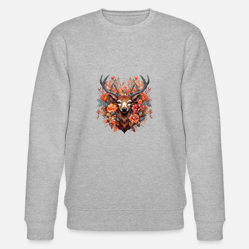 Ersatz Dirndl Hirschgeweih Hirsch - Stanley/Stella Unisex Bio-Sweatshirt CHANGER  - Grau meliert