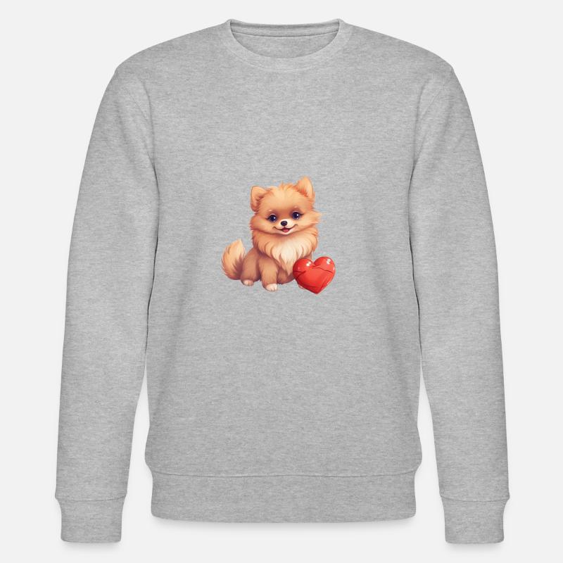 Poméranie chien maman Saint-Valentin - Sweat bio CHANGER Stanley/Stella Unisexe - gris chiné