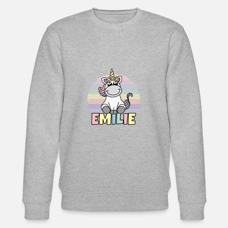 Emilie Einhorn Nom - Sweat bio CHANGER Stanley/Stella Unisexe - gris chiné