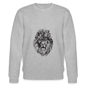 Löwe Löwenkopf Löwenmähne - Stanley/Stella Unisex Bio-Sweatshirt CHANGER  - Grau meliert - Vorne - Nik (191cm) & Marisol (170cm)