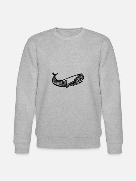 Vector Whale Drawing Style - Stanley/Stella CHANGER Unisex Organic Sweatshirt - heather grey
