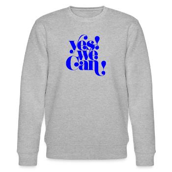 Yes We Can, Motivational Statement Quote - Stanley/Stella CHANGER Unisex Organic Sweatshirt - heather grey - Front - Nik (191cm) & Marisol (170cm)