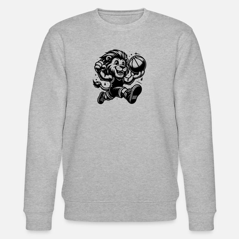 Strahlender Löwe stürmisch mit Basketball - Stanley/Stella Unisex Bio-Sweatshirt CHANGER  - Grau meliert