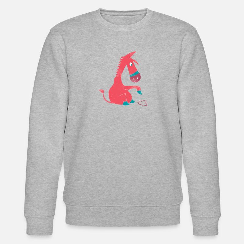 Verliebter kleiner Esel mit rotem Herz aus Kiesel - Stanley/Stella Unisex Bio-Sweatshirt CHANGER - Grau meliert