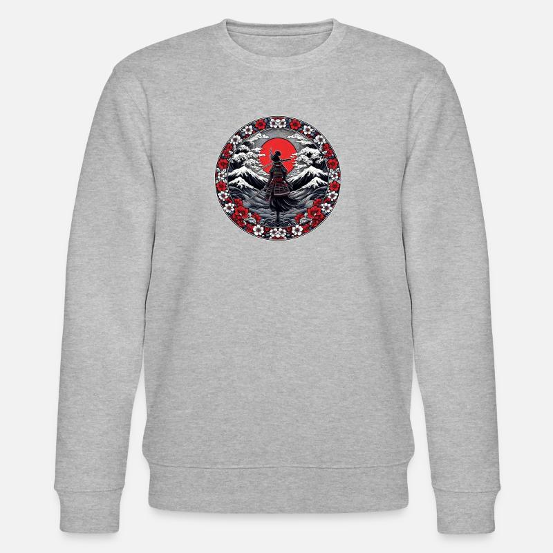 Ombre Samurai Mädchen Kirschblüte - Stanley/Stella Unisex Bio-Sweatshirt CHANGER  - Grau meliert