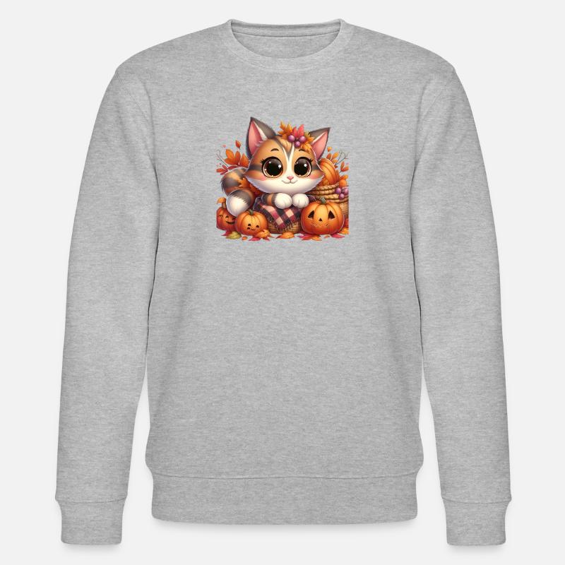 Herbst Katze 5 - Stanley/Stella Unisex Bio-Sweatshirt CHANGER  - Grau meliert