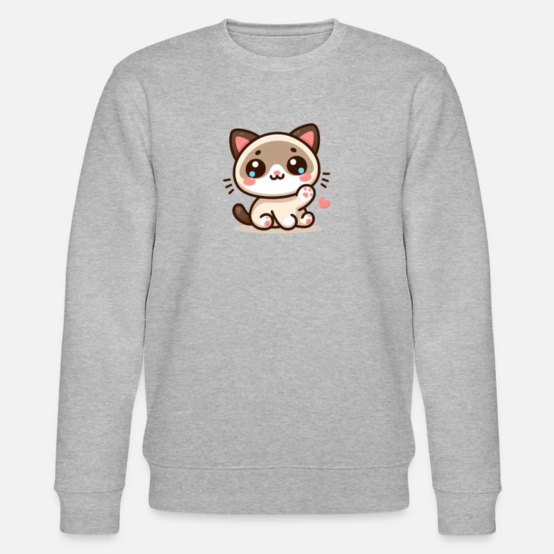 Kawaii Siamesisch 3 - Stanley/Stella Unisex Bio-Sweatshirt CHANGER  - Grau meliert