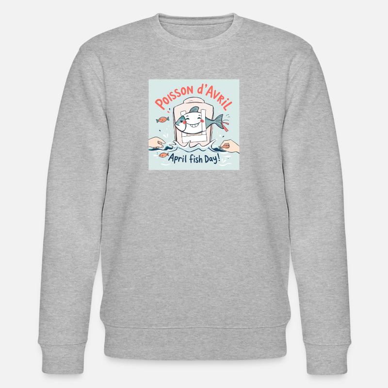 Poisson d'Avril - April Fish Day! - Stanley/Stella CHANGER Unisex Organic Sweatshirt - heather grey