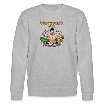 Gemuse sind gesund Lustiger Retro Style - Stanley/Stella Unisex Bio-Sweatshirt CHANGER  - Grau meliert - Vorne - Nik (191cm) & Marisol (170cm)