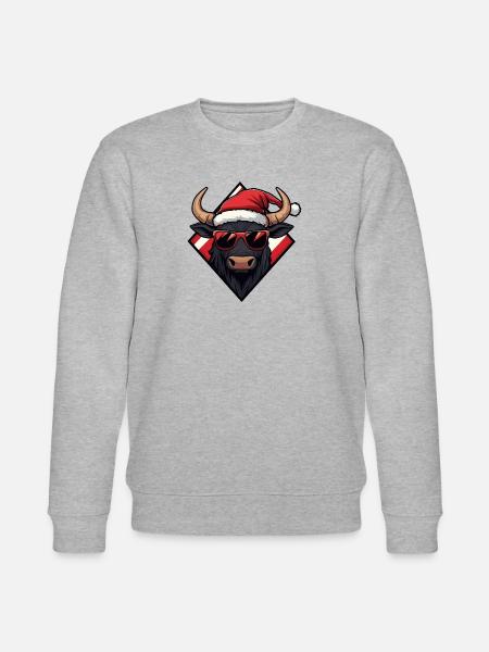 Bull Christmas Cool Taurus - Stanley/Stella CHANGER Unisex Organic Sweatshirt - heather grey