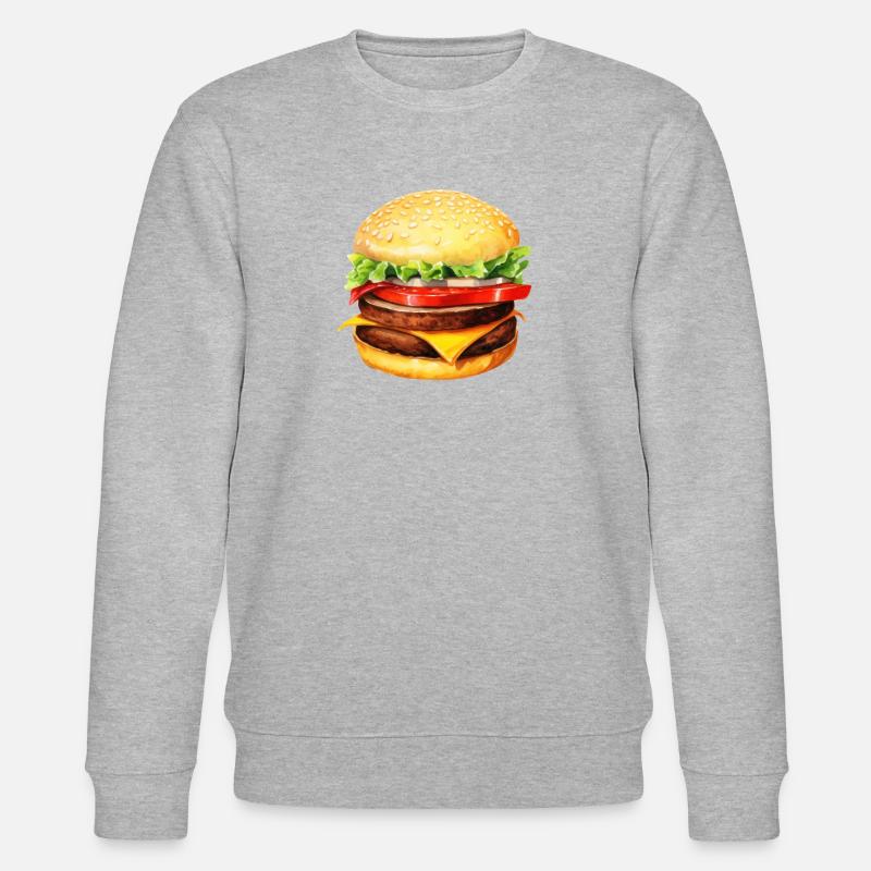 Aquarelle, hamburgers, restauration rapide - Sweat bio CHANGER Stanley/Stella Unisexe - gris chiné