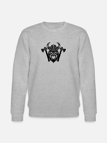 Wikinger mit Axt und Helm - Stanley/Stella Unisex Bio-Sweatshirt CHANGER  - Grau meliert