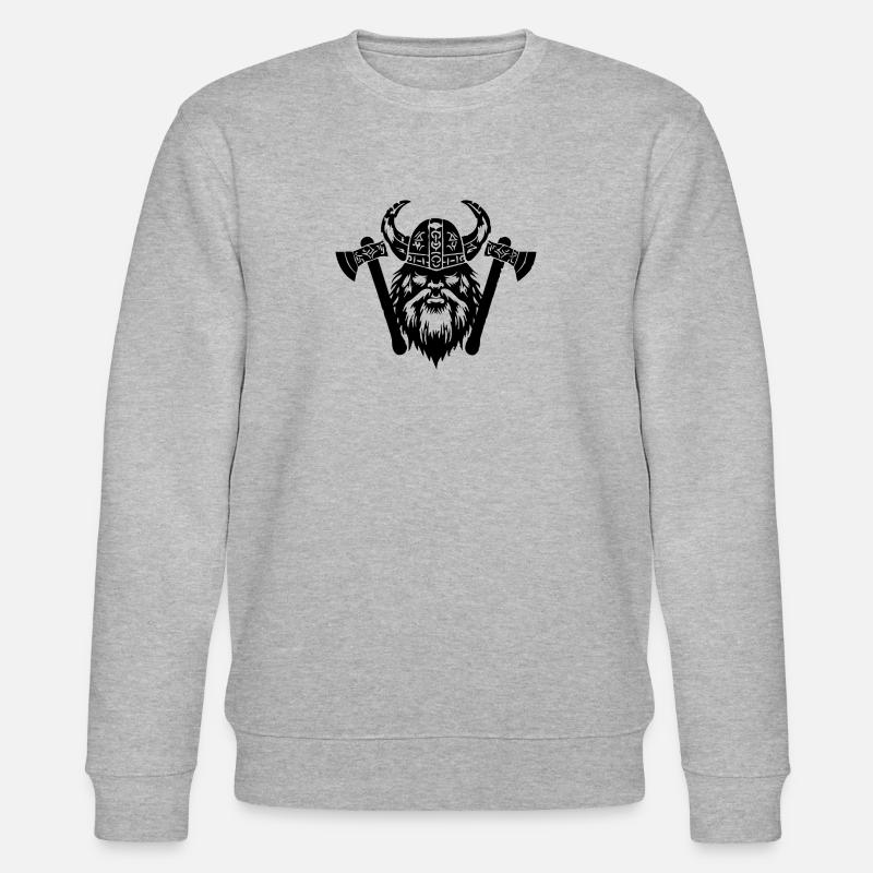 Wikinger mit Axt und Helm - Stanley/Stella Unisex Bio-Sweatshirt CHANGER  - Grau meliert