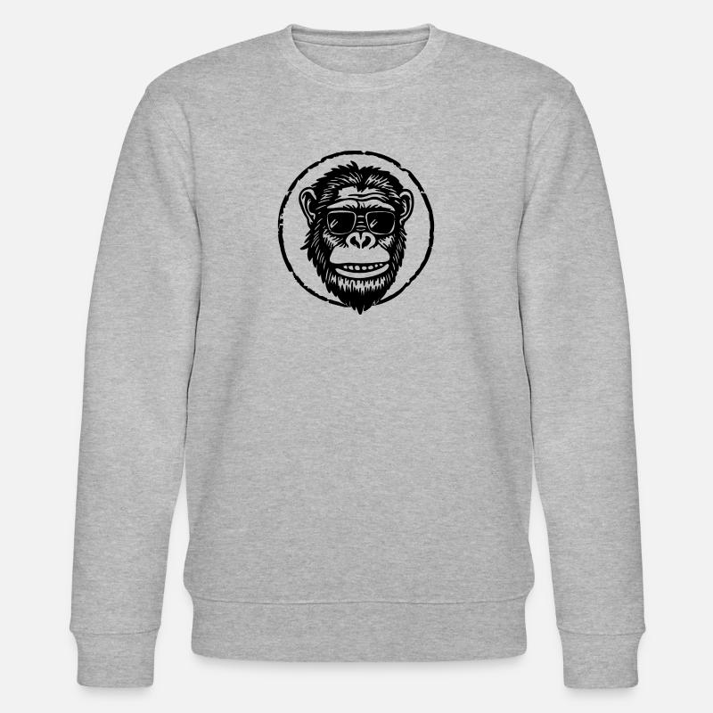 Monkey Monkey Face - Stanley/Stella CHANGER Unisex Organic Sweatshirt - heather grey