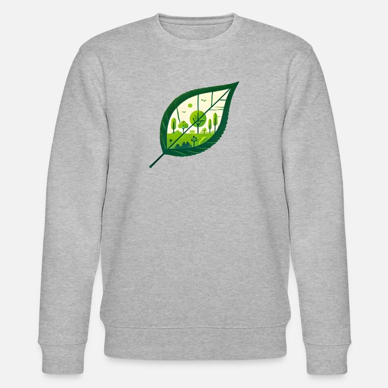 Blatt Frühling schräg - Stanley/Stella Unisex Bio-Sweatshirt CHANGER  - Grau meliert