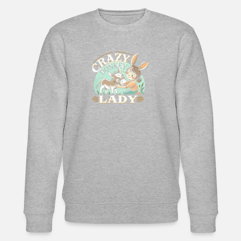 Verrückte Eseldame - Stanley/Stella Unisex Bio-Sweatshirt CHANGER  - Grau meliert