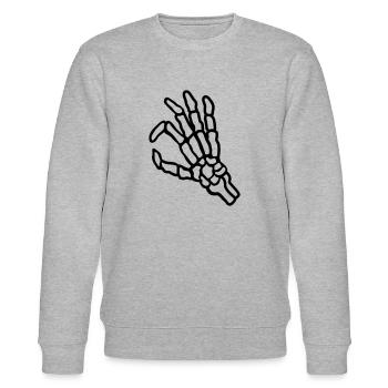 Gesture skeleton hole look in - Stanley/Stella CHANGER Unisex Organic Sweatshirt - heather grey - Front - Nik (191cm) & Marisol (170cm)