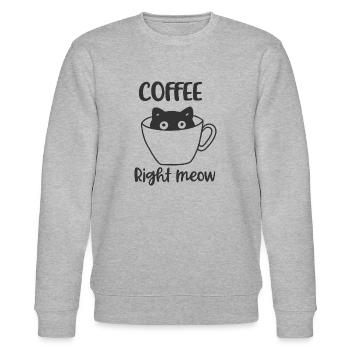 Lustige Kaffee Katze Coffee right meow Geschenk - Stanley/Stella Unisex Bio-Sweatshirt CHANGER  - Grau meliert - Vorne - Nik (191cm) & Marisol (170cm)