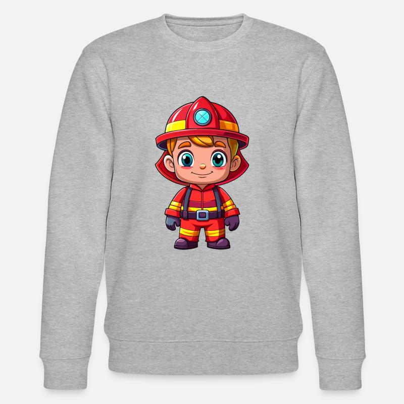 Held in Rot der Feuerwehrmann - Stanley/Stella Unisex Bio-Sweatshirt CHANGER - Grau meliert