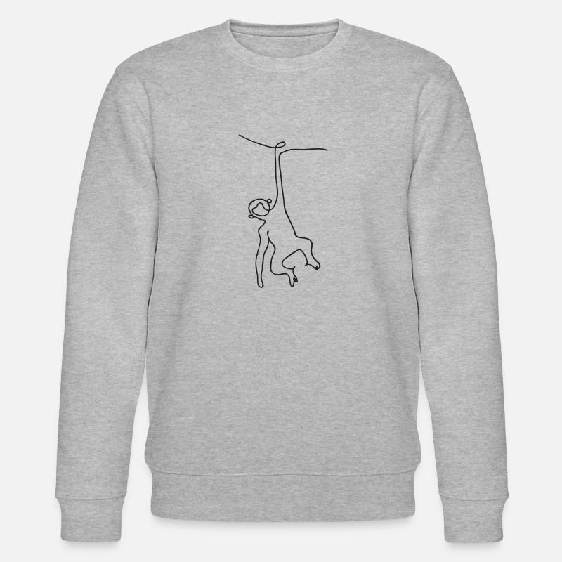Monkey - Monkey - One-line drawing - Stanley/Stella CHANGER Unisex Organic Sweatshirt - heather grey