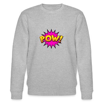 Cartoon Comic Style POW! - Stanley/Stella Unisex Bio-Sweatshirt CHANGER  - Grau meliert - Vorne - Nik (191cm) & Marisol (170cm)