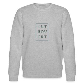Introvert white, Geschenk, Geschenkidee - Stanley/Stella Unisex Bio-Sweatshirt CHANGER  - Grau meliert - Vorne - Nik (191cm) & Marisol (170cm)
