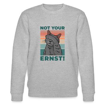 not your ernst! Sarkasmus Denglisch Katze - Stanley/Stella Unisex Bio-Sweatshirt CHANGER  - Grau meliert - Vorne - Nik (191cm) & Marisol (170cm)